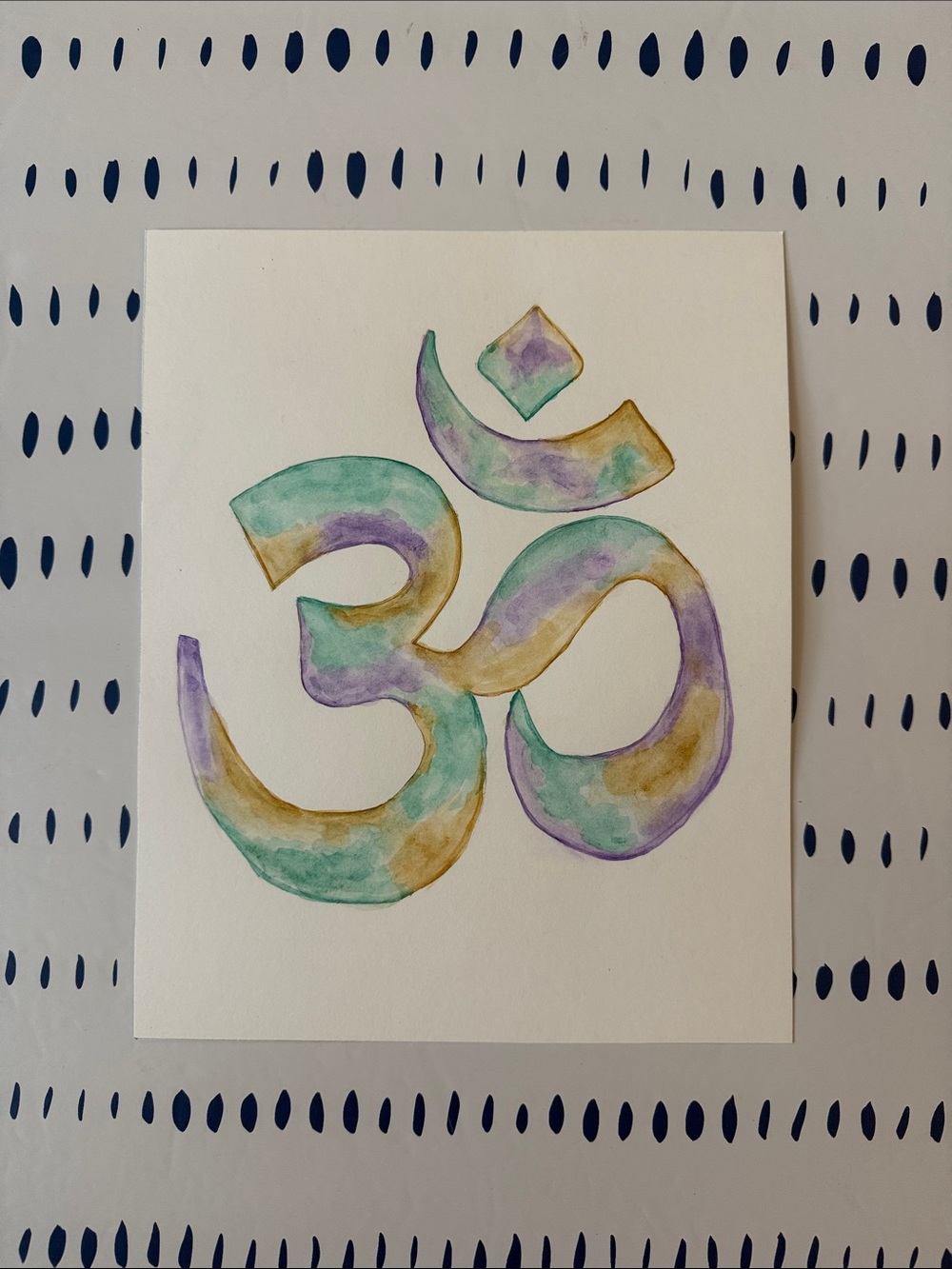 Buddhist Yoga Om-Aum Symbol Watercolor Painting